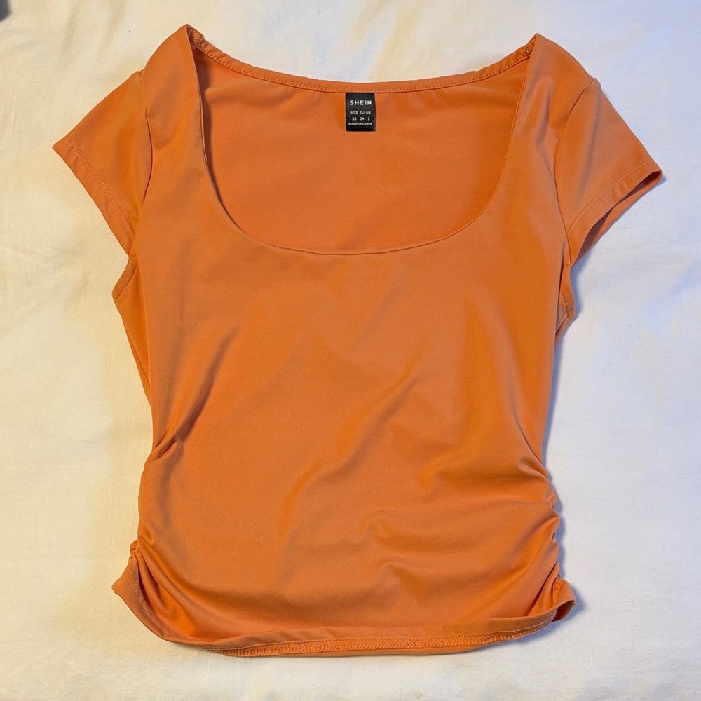 SHEIN Orange Cap Sleeve Blouse
